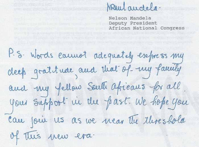 écriture Nelson Mandela